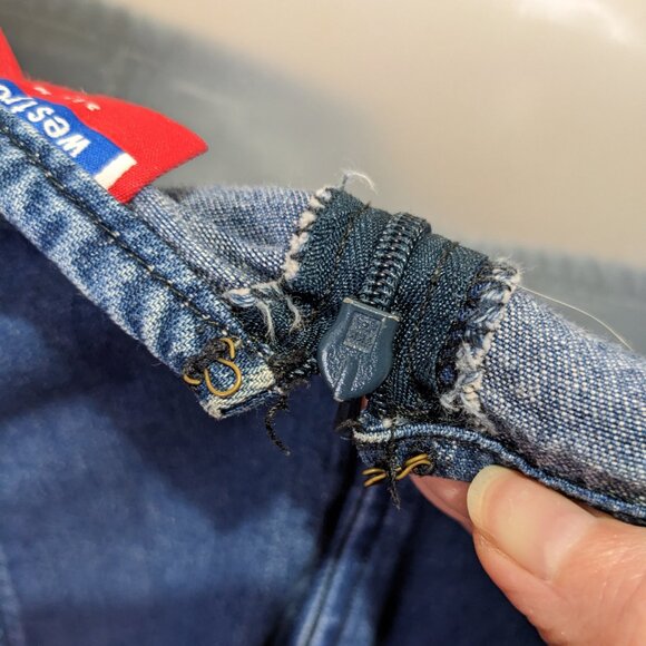 Vintage 90s Midi Length Denim Skirt Womens 12 Low Rise Y2K Casual Pencil Flare - Picture 4 of 5